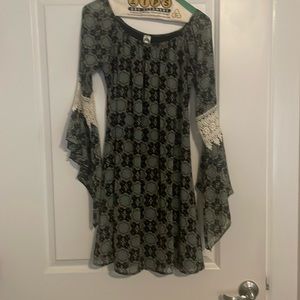 Navy/teal print dress